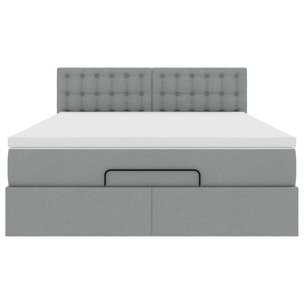 Ottoman-Bett mit Matratze Hellgrau 140x190 cm Stoff