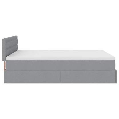 Ottoman-Bett mit Matratze Hellgrau 140x190 cm Stoff