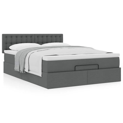 Ottoman-Bett mit Matratze Dunkelgrau 140x190 cm Stoff