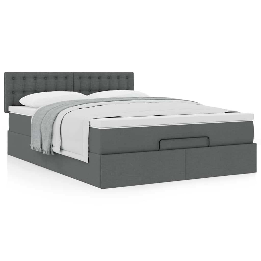 Ottoman-Bett mit Matratze Dunkelgrau 140x190 cm Stoff
