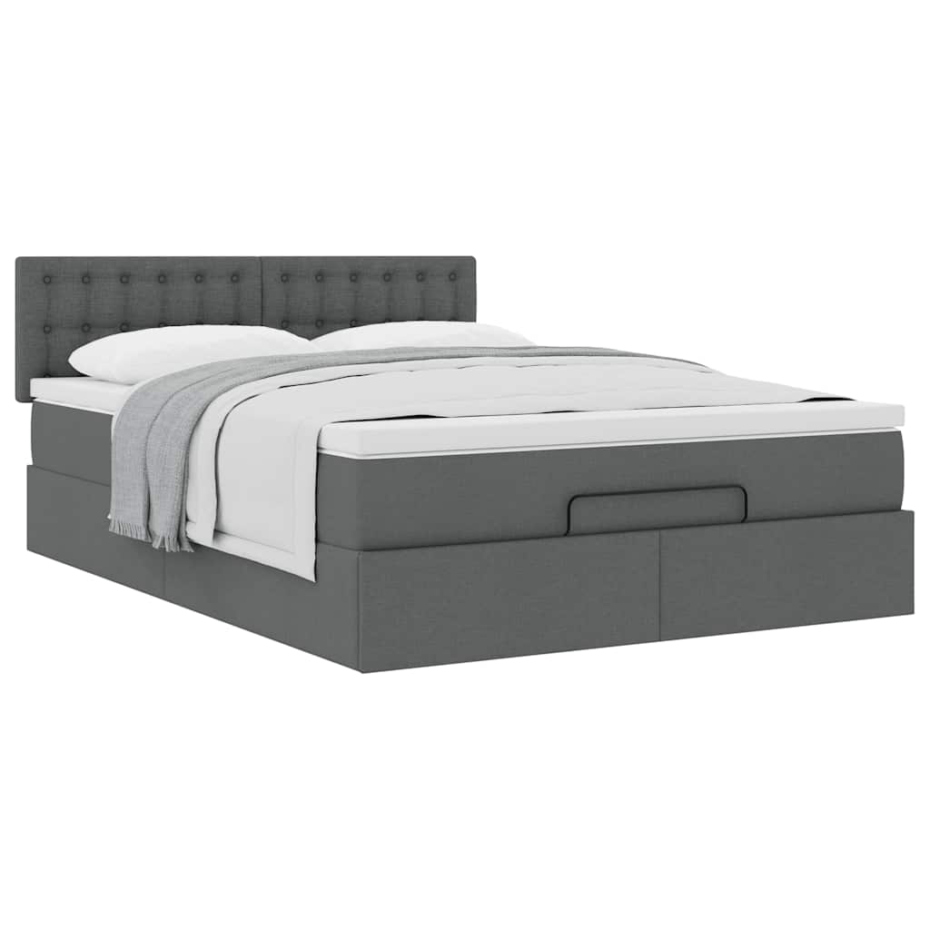 Ottoman-Bett mit Matratze Dunkelgrau 140x190 cm Stoff