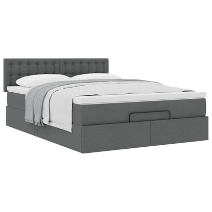 Ottoman-Bett mit Matratze Dunkelgrau 140x190 cm Stoff