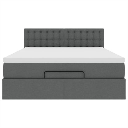 Ottoman-Bett mit Matratze Dunkelgrau 140x190 cm Stoff