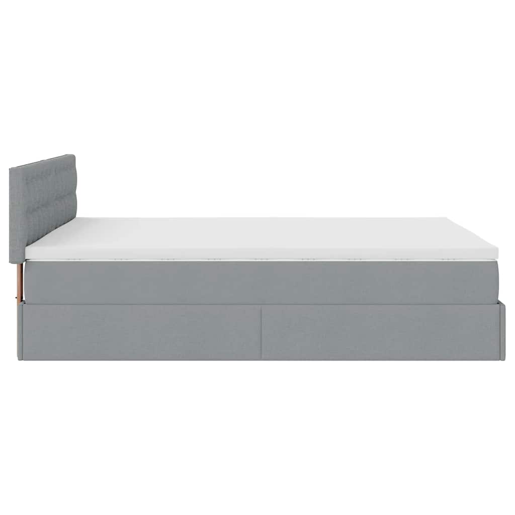 Ottoman-Bett mit Matratze Hellgrau 140x200 cm Stoff