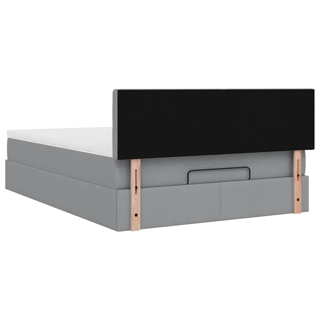Ottoman-Bett mit Matratze Hellgrau 140x200 cm Stoff