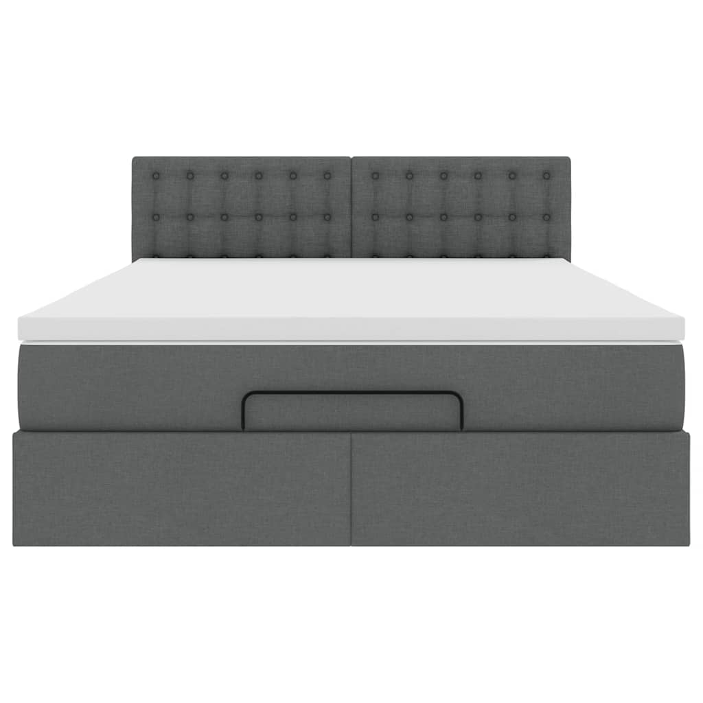Ottoman-Bett mit Matratze Dunkelgrau 140x200 cm Stoff