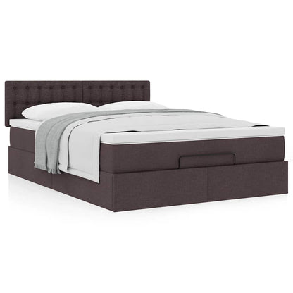 Ottoman-Bett mit Matratze Dunkelbraun 140x200 cm Stoff