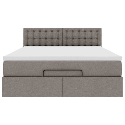 Ottoman-Bett mit Matratze Taupe 140x200 cm Stoff