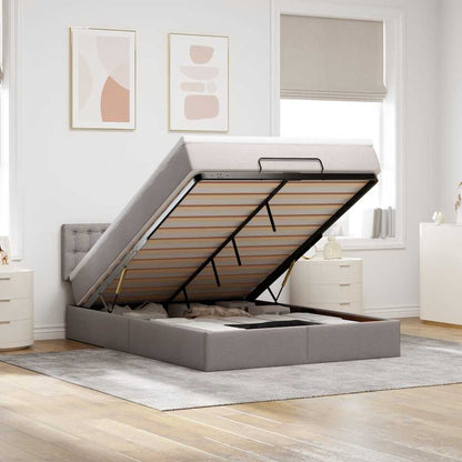 Ottoman-Bett mit Matratze Taupe 140x200 cm Stoff
