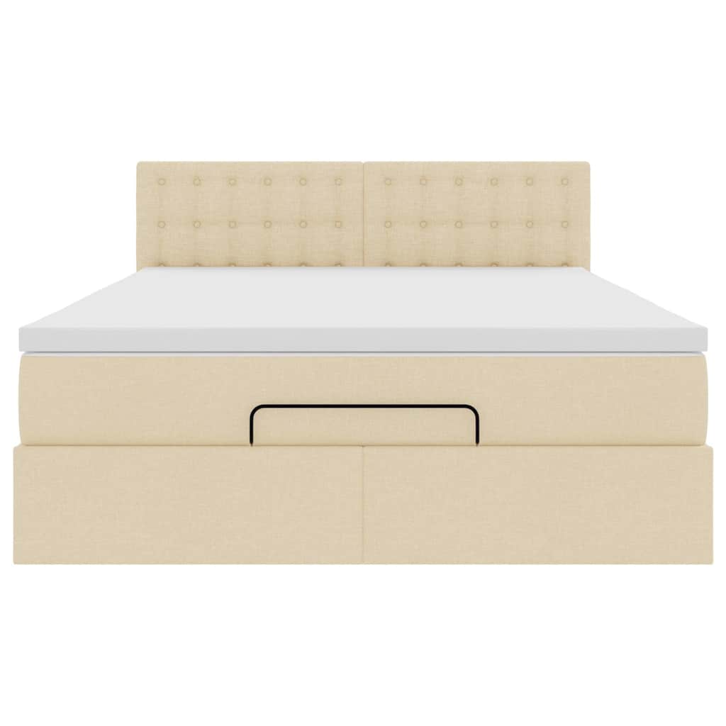 Ottoman-Bett mit Matratze Creme 140x200 cm Stoff