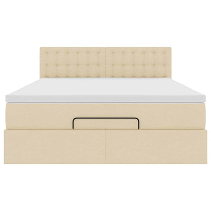 Ottoman-Bett mit Matratze Creme 140x200 cm Stoff