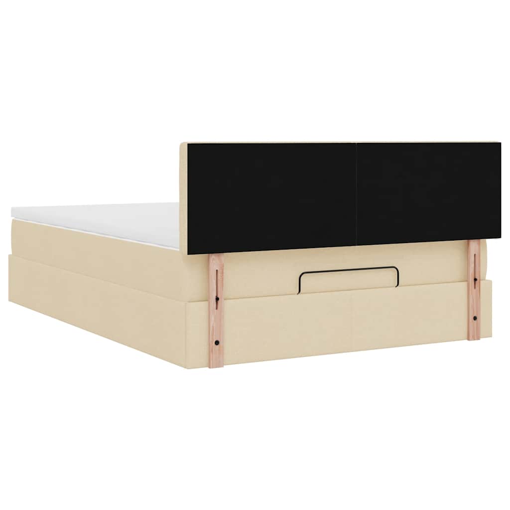 Ottoman-Bett mit Matratze Creme 140x200 cm Stoff