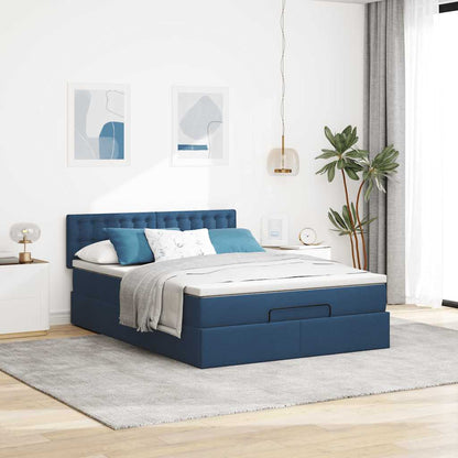 Ottoman-Bett mit Matratze Blau 140x200 cm Stoff