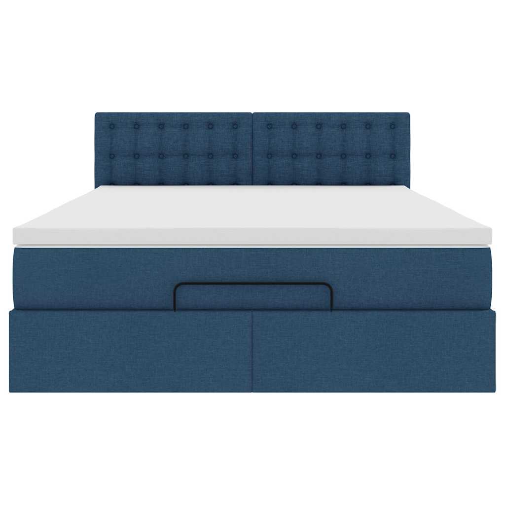 Ottoman-Bett mit Matratze Blau 140x200 cm Stoff