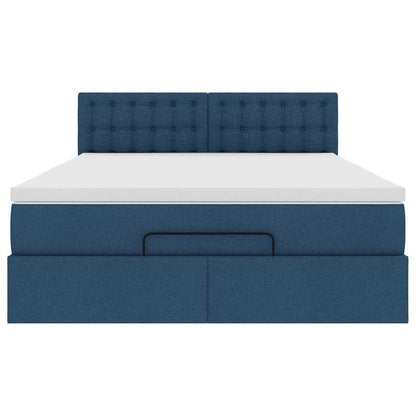 Ottoman-Bett mit Matratze Blau 140x200 cm Stoff