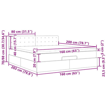Ottoman-Bett mit Matratze Dunkelgrau 160x200 cm Stoff