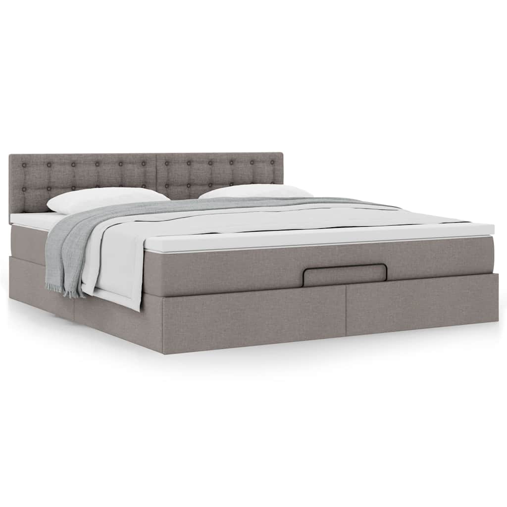 Ottoman-Bett mit Matratze Taupe 180x200 cm Stoff