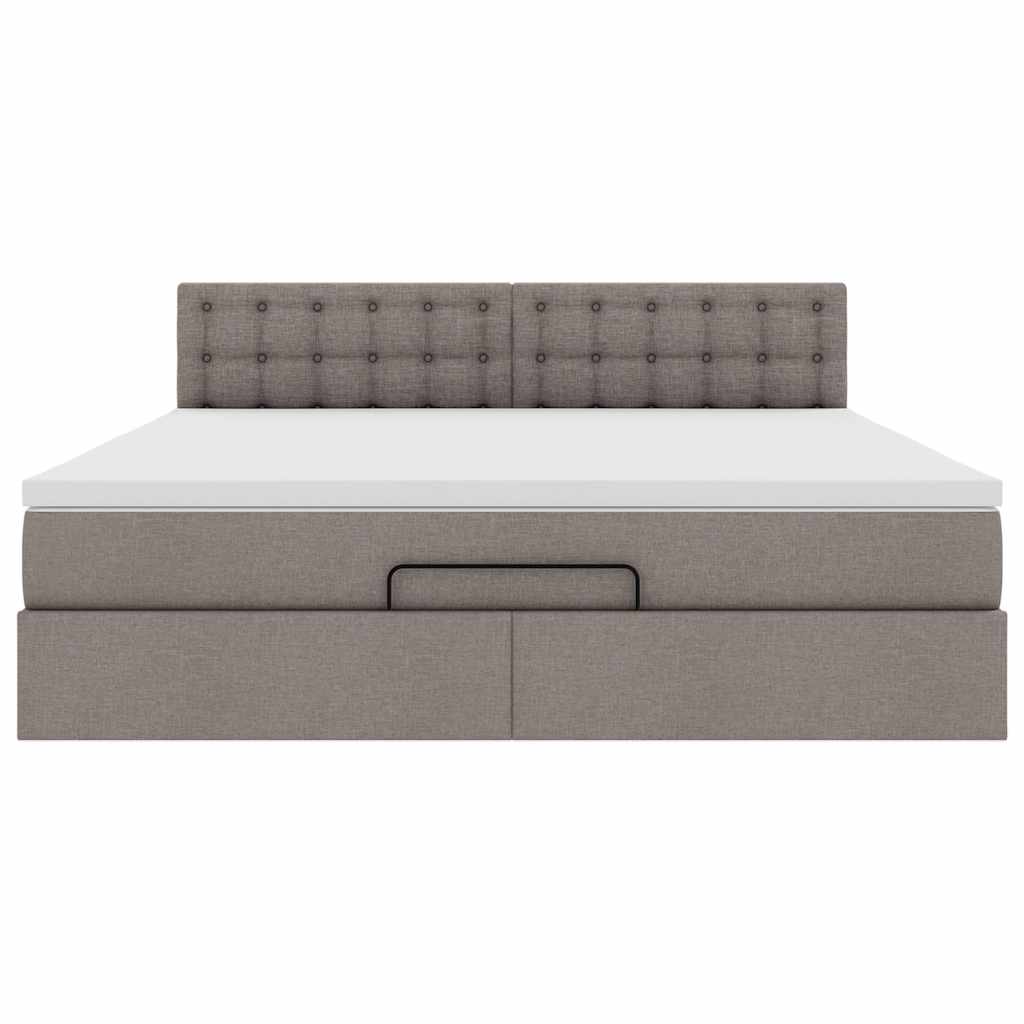 Ottoman-Bett mit Matratze Taupe 180x200 cm Stoff