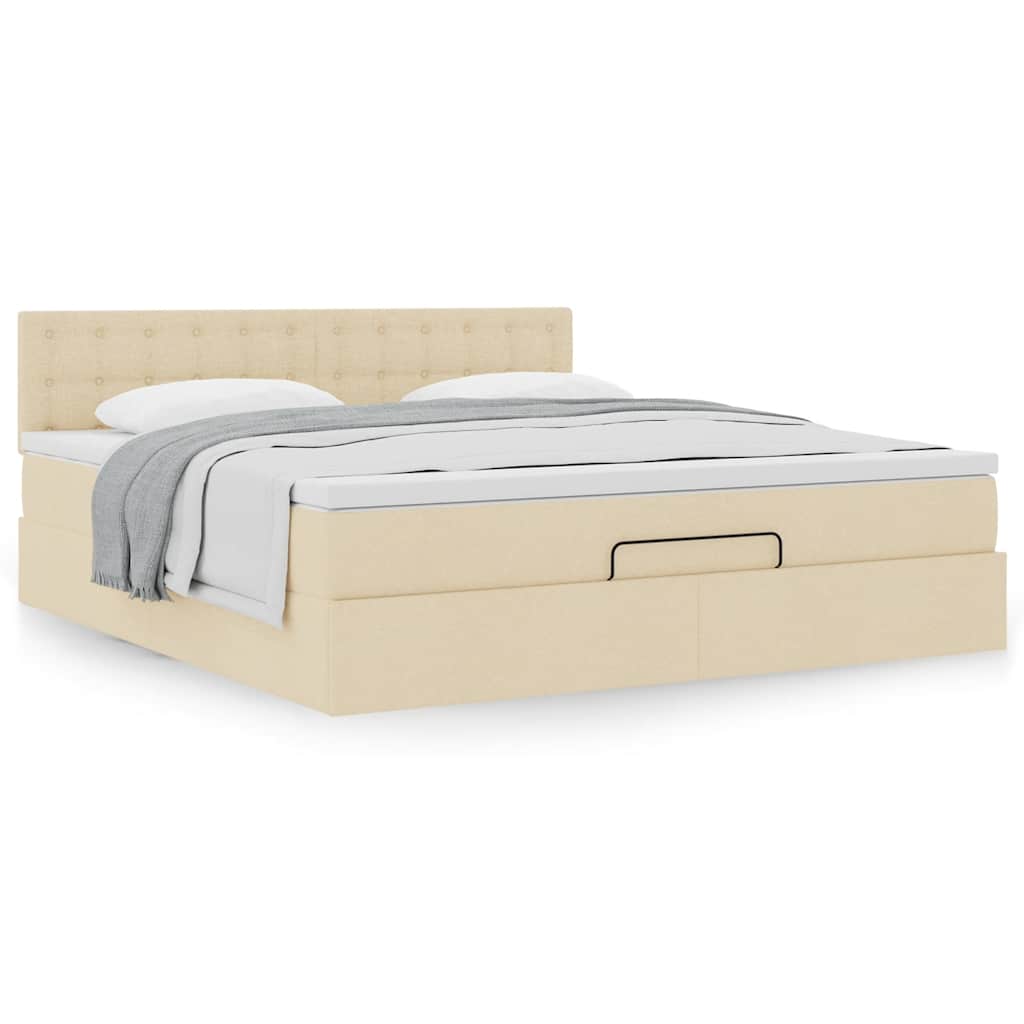 Ottoman-Bett mit Matratze Creme 180x200 cm Stoff