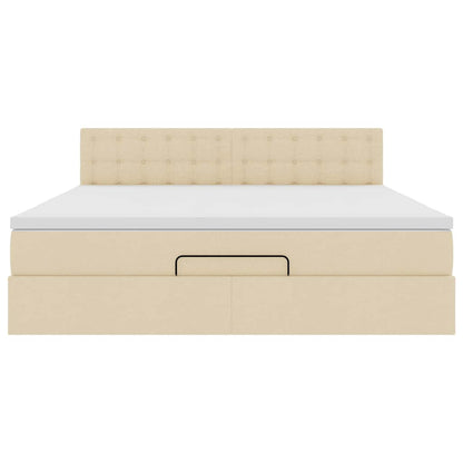 Ottoman-Bett mit Matratze Creme 180x200 cm Stoff