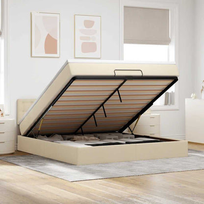 Ottoman-Bett mit Matratze Creme 180x200 cm Stoff