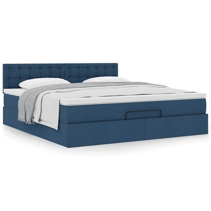 Ottoman-Bett mit Matratze Blau 180x200 cm Stoff