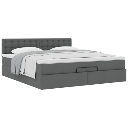 Ottoman-Bett mit Matratze Dunkelgrau 200x200 cm Stoff