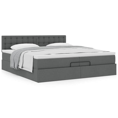 Ottoman-Bett mit Matratze Dunkelgrau 200x200 cm Stoff