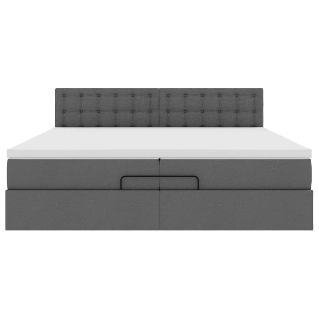 Ottoman-Bett mit Matratze Dunkelgrau 200x200 cm Stoff