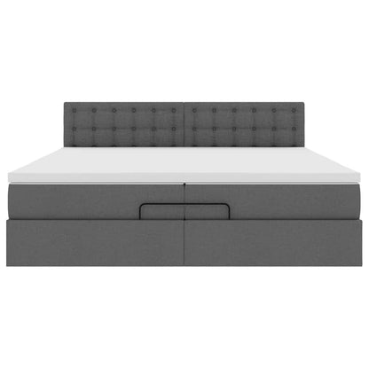 Ottoman-Bett mit Matratze Dunkelgrau 200x200 cm Stoff