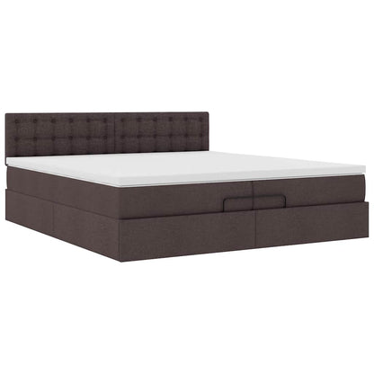 Ottoman-Bett mit Matratze Dunkelbraun 200x200 cm Stoff