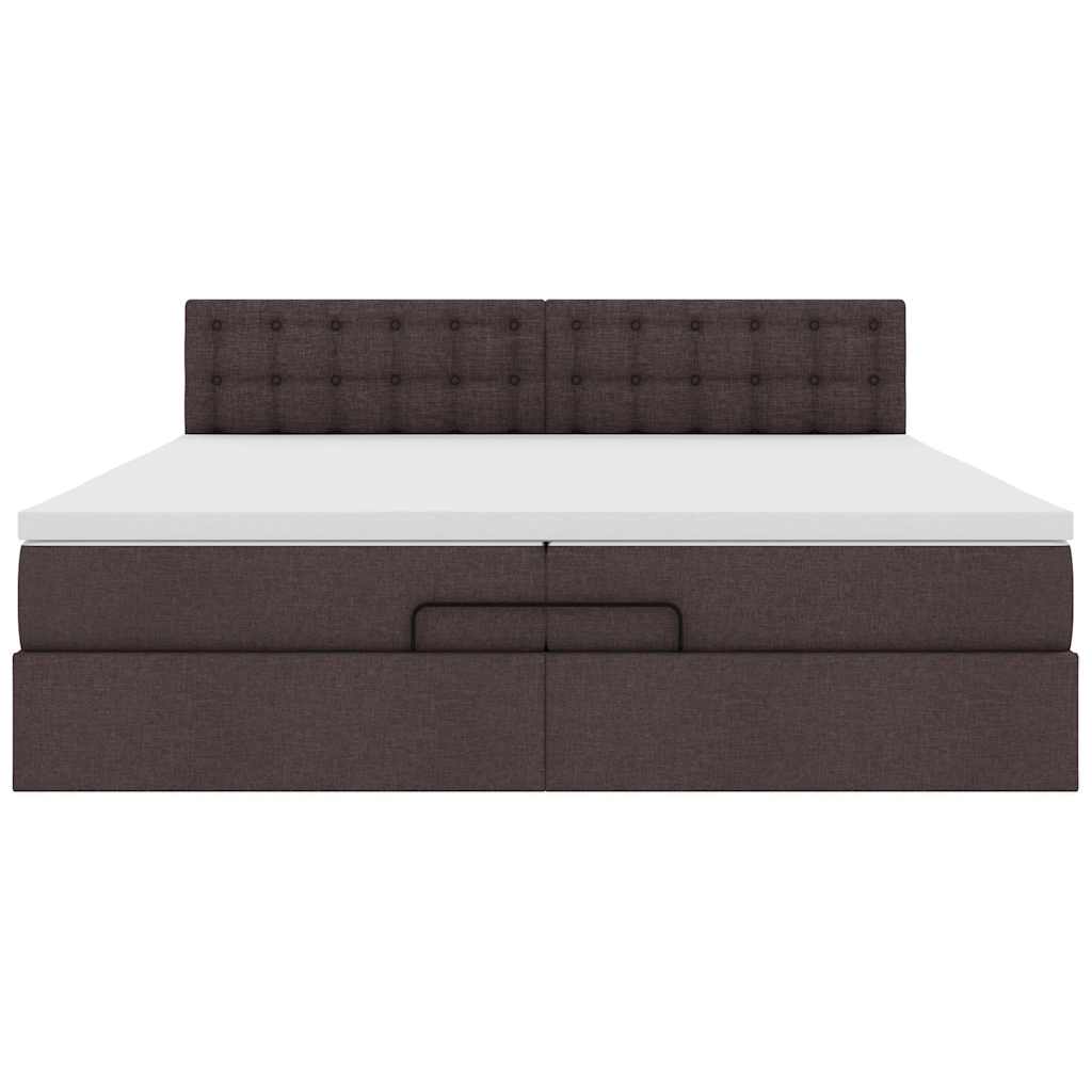 Ottoman-Bett mit Matratze Dunkelbraun 200x200 cm Stoff