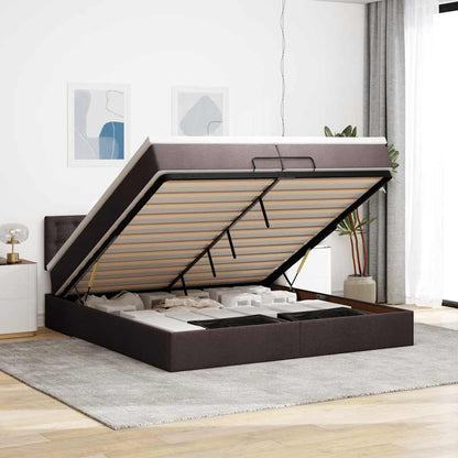 Ottoman-Bett mit Matratze Dunkelbraun 200x200 cm Stoff