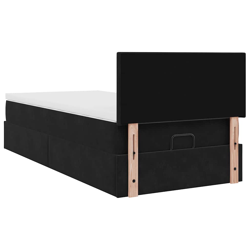 Ottoman-Bett mit Matratze Schwarz 80x200 cm Samt