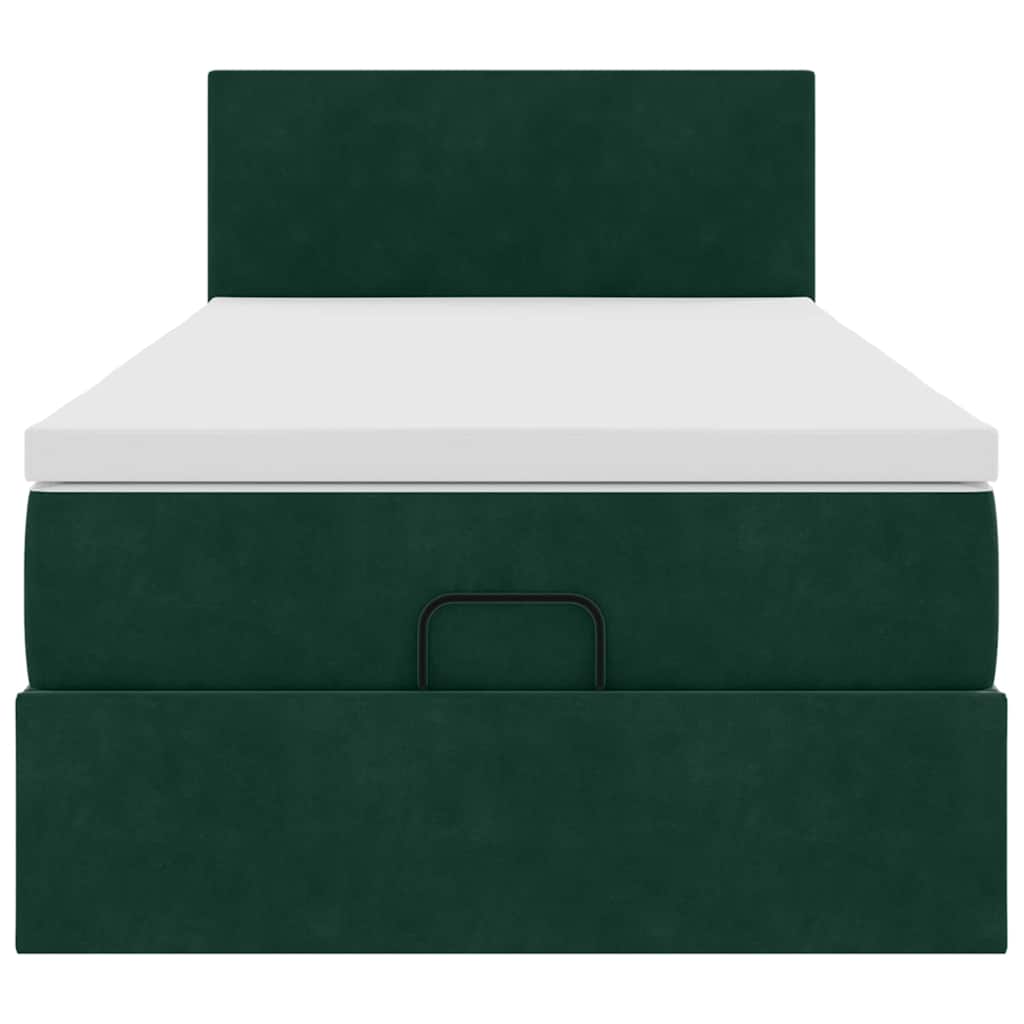 Ottoman-Bett mit Matratze Dunkelgrün 80x200 cm Samt