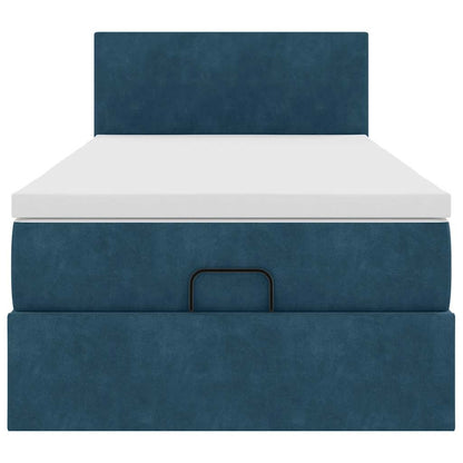 Ottoman-Bett mit Matratze Dunkelblau 90x190 cm Samt