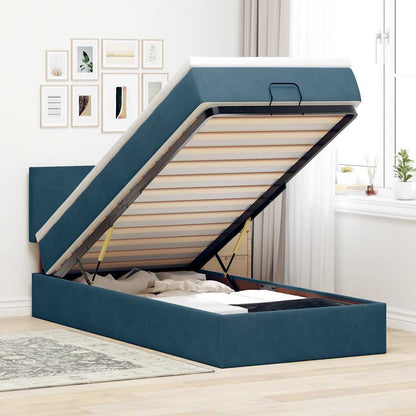 Ottoman-Bett mit Matratze Dunkelblau 90x190 cm Samt