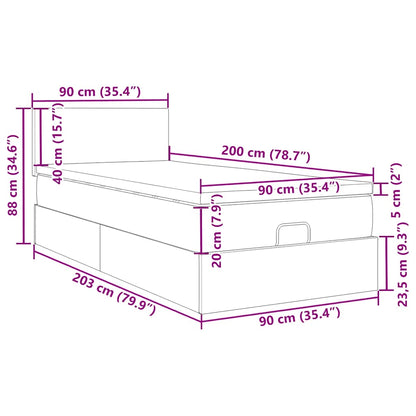 Ottoman-Bett mit Matratze Schwarz 90x200 cm Samt