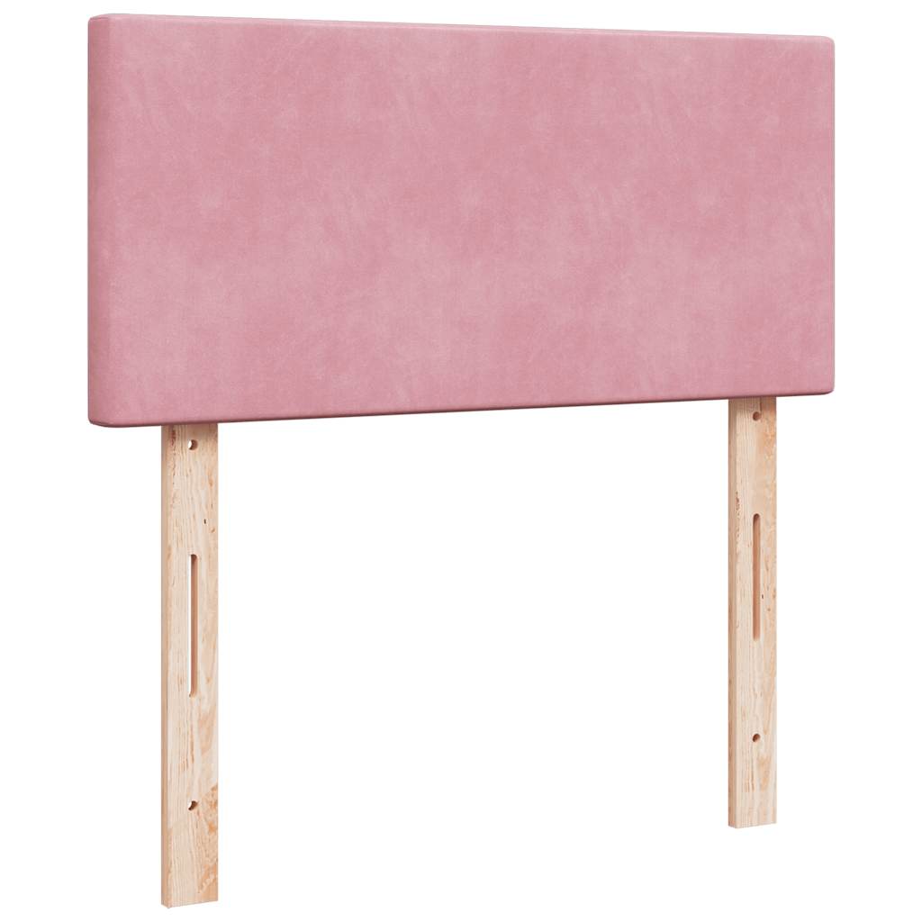Lit ottoman avec matelas rose 90x200 cm velours