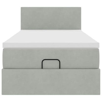 Ottoman-Bett mit Matratze Hellgrau 100x200 cm Samt