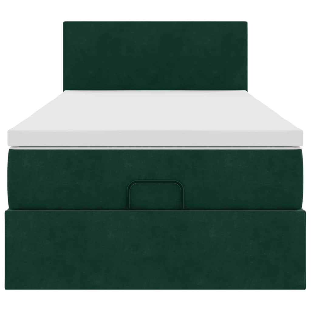Ottoman-Bett mit Matratze Dunkelgrün 100x200 cm Samt