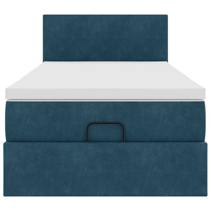 Ottoman-Bett mit Matratze Dunkelblau 100x200 cm Samt