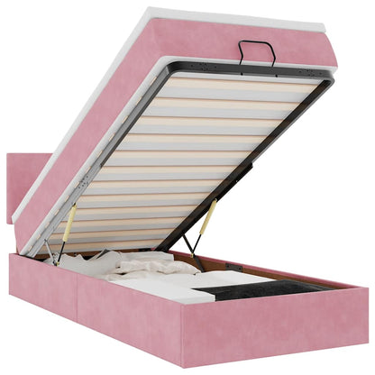 Ottoman-Bett mit Matratze Rosa 100x200 cm Samt