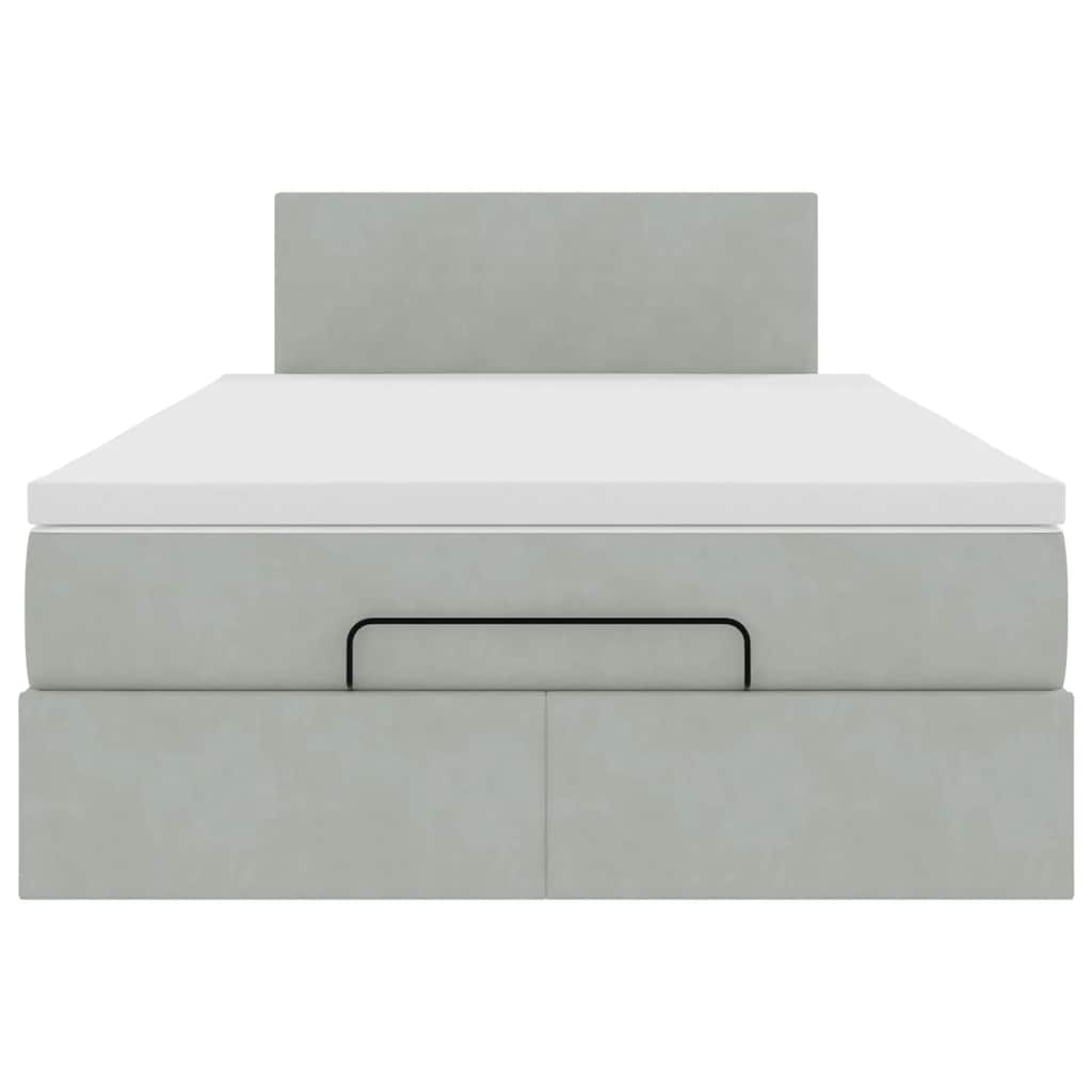 Ottomanische Bett mit Matratze Hellgrau 120x190 cm Samt