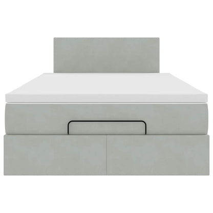 Ottomanische Bett mit Matratze Hellgrau 120x190 cm Samt