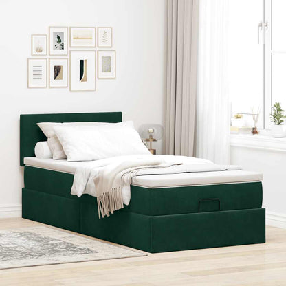 Ottoman-Bett mit Matratze Dunkelgrün 120x190 cm Samt