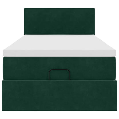 Ottoman-Bett mit Matratze Dunkelgrün 120x190 cm Samt