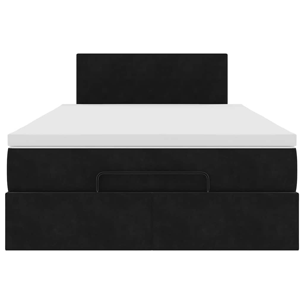Ottoman-Bett mit Matratze Schwarz 120x200 cm Samt