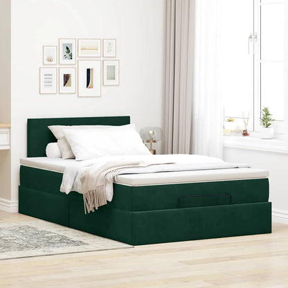 Ottoman-Bett mit Matratze Dunkelgrün 120x200 cm Samt