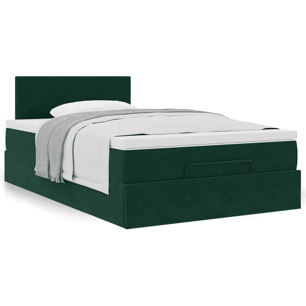 Ottoman-Bett mit Matratze Dunkelgrün 120x200 cm Samt
